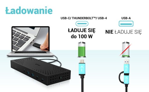Stacja dokująca USB 3.0 / USB-C / Thunderbolt, 3+