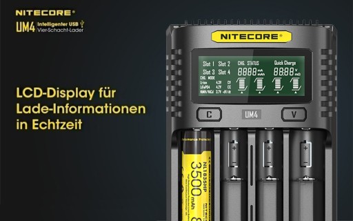 Nitecore UM4 для Li-Ion, LiFePo4, Ni-MH, Ni-CD