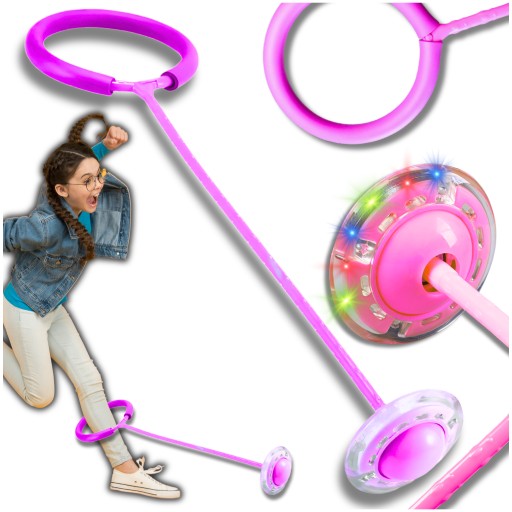 HULA HOP ДЛЯ НОГ ШКИПЕРА СКАЛАВКА МЯГКАЯ РЕЗИНА СО СВЕТОДИОДАМИ РОЗОВАЯ