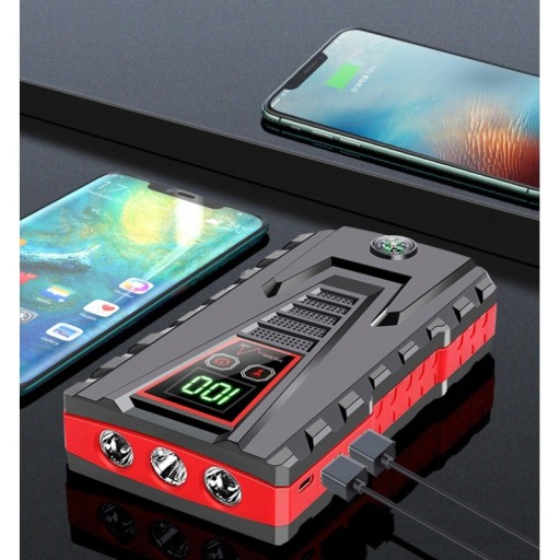 JUMP STARTER ROZRUCH BOOSTER POWERBANK LATARKA MŁOTEK KABLE ZESTAW 22000mAh