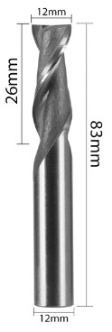 Фреза 12х12х26х83мм 2ф HSS-AI cnc