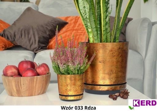 21 Ø Цветочный горшок Safari WOOD с подставкой, необычная текстура, золото, белая доска