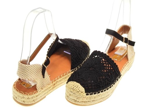 Flat Espadrilles Openwork Black R.37