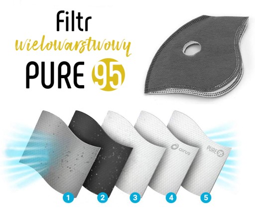 Маска Airus Black L с угольным фильтром Pure95.