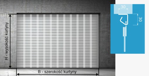 Kurtyna paskowa (SxH): 134 x 280cm, pasy PCV 200x2