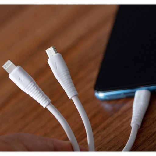 USB-кабель 3в1 micro USB, USB-C, молния 1м белый