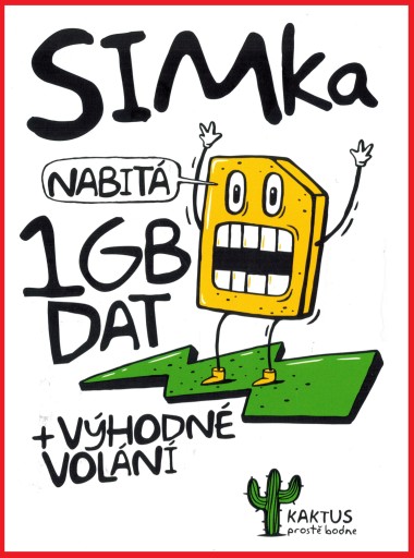 Чешская стартовая SIM-карта KAKTUS 100 Kc + 1 ГБ Действует в течение 30 ДНЕЙ с момента покупки