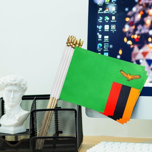 100SZT DREWNIANY KIJ ZAMBIA STICK FLAGA ZAMBII MAŁE MINI FLAGI RĘCZNE,
