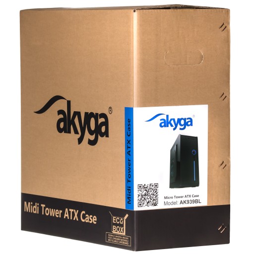 Akyga AK939BL Корпус ATX для ПК, 2 порта USB 2.0, черный