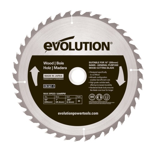 Пильное полотно EVOLUTION TCT по дереву 255мм 40 зубьев