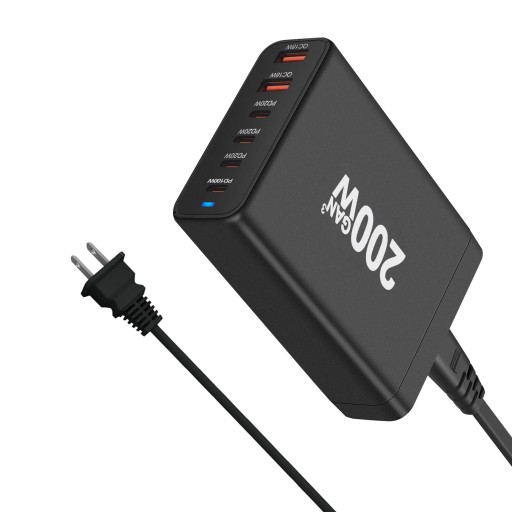Зарядное устройство GaN мощностью 200 Вт, 6 портов USB Type C, зарядное устройство PD, быстрая зарядка 3.0, USB Type C
