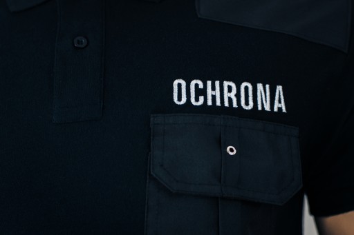 Рубашка-поло PROTECTION, черная, погоны, вышивка, M