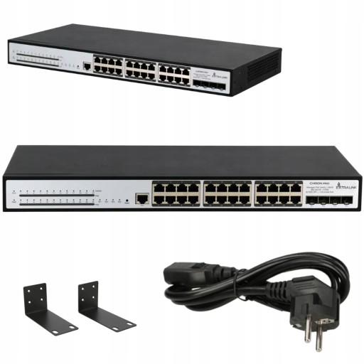 КОММУТАЦИОННАЯ СТОЙКА 19 ДЮЙМОВ, 24 разъема RJ45, 4 разъема SFP+ L3, 1 Гбит/с, ГИГАБИТ