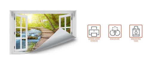 Naklejka Fototapeta 3D Okno Ścieżka w lesie 90x60