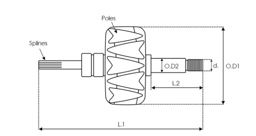 AR5025 Ротор генератора Mitsubishi 12В 100А