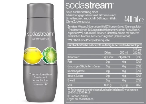 SYROP SODASTREAM ZITRONEN LIMETTEN ZERO CUKRU Z DE
