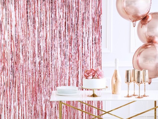 Kurtyna Lameta Party Rose Gold 90x250cm