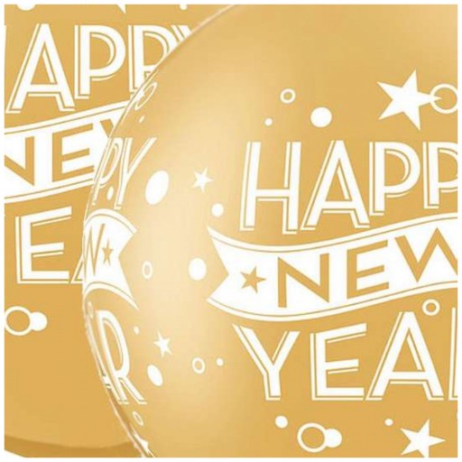 HAPPY NEW YEAR золотой фольгированный воздушный шар 2 шт