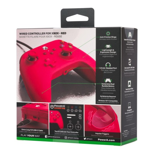 PowerA XS / XO / Windows 10 Pad przewodowy Czerwony