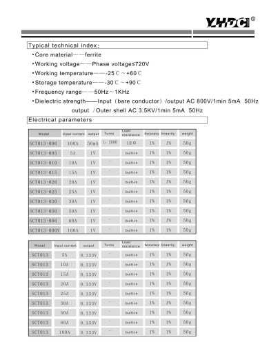 Czujnik natężenia prądu AC, SCT013-10A-1V