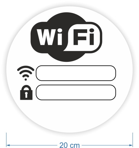 Информационная самоклеящаяся наклейка FREE WIFI, белая, пароль, логин, 20 см.