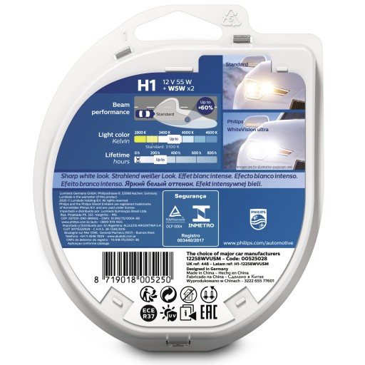 Philips Żarówki H1 White Vision Ultra 12/55 + W5W