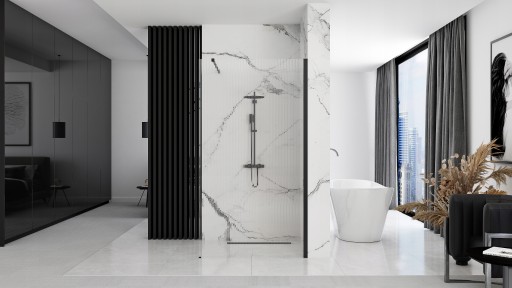 Ścianka prysznicowa AERO INTIMO 90 czarna WALK-IN