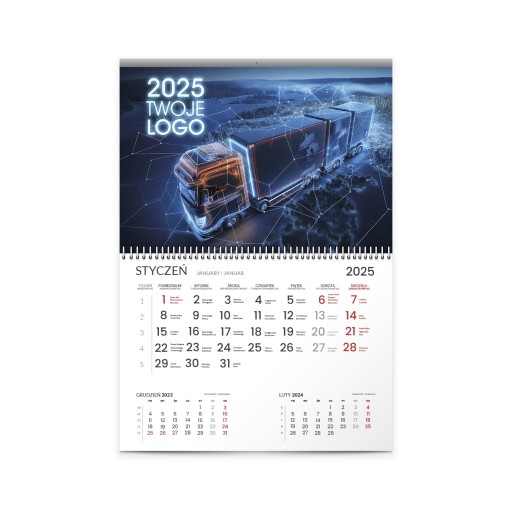 Односекционные настенные корпоративные календари с логотипом на 2025 год: образцы + бесплатный дизайн