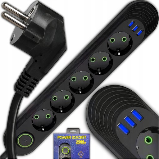 РАЗЪЕМ ПИТАНИЯ 5 РАЗЪЕМОВ 3 УДЛИНИТЕЛЬ USB 5М