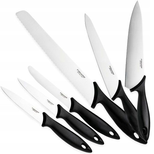 FISKARS ZESTAW KOMPLET 6x NOŻY KUCHENNYCH SZEFA DO OBIERANIA KROJENIA OSTRE