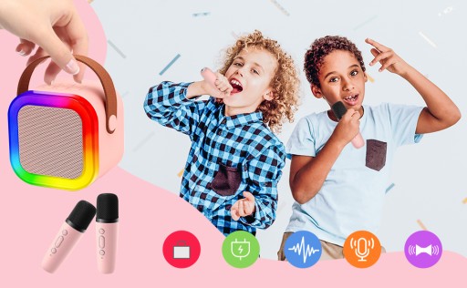 ПОРТАТИВНЫЙ БЕСПРОВОДНОЙ НАБОР ДЛЯ КАРАОКЕ, ДИНАМИК BLUETOOTH + МИКРОФОН, 2 шт.
