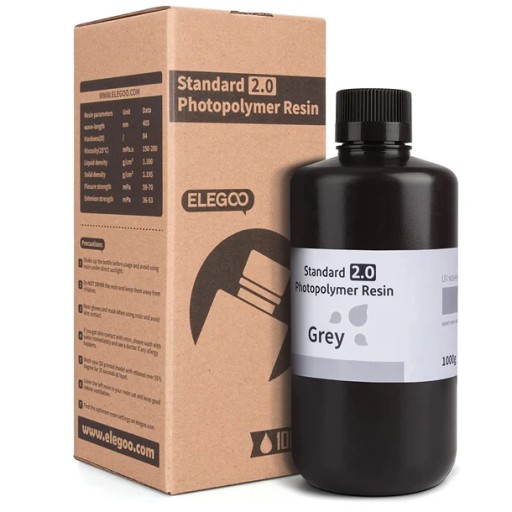 Смола для 3D-принтера ELEGOO Standard 2.0 UV Серая Серая 1 кг 1 л