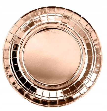 Talerzyki papierowe rose gold Talerze Wieczór Panieński Urodziny Ślub 6szt