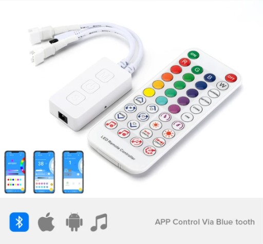 SP611E WS2812B WS2811 muzyka Bluetooth kontroler 2 złącza