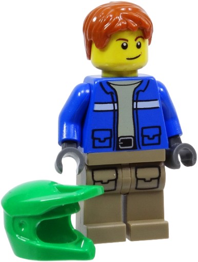 LEGO CITY ФИГУРКА МАЛЬЧИКА-ВОДИТЕЛЯ ЗЕЛЕНЫЙ ШЛЕМ