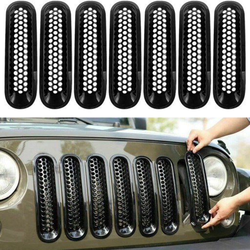 7 szt. Wstawki siatkowe tapicerka samochodowa zatrzaskowa osłona grilla dla Jeep Wrangler JK