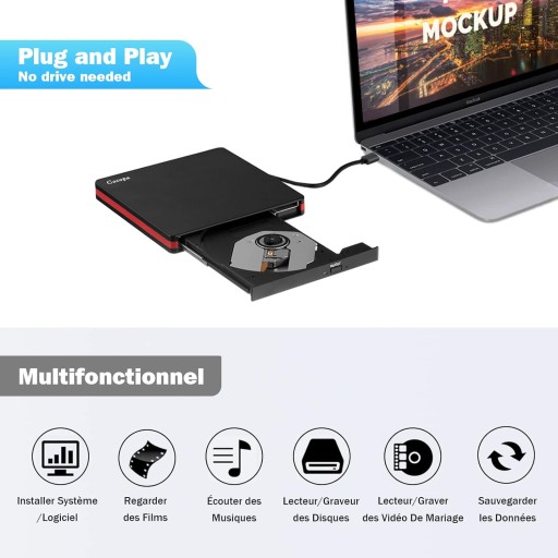 Cocopa Zewnętrzny odtwarzacz DVD, USB 3.0