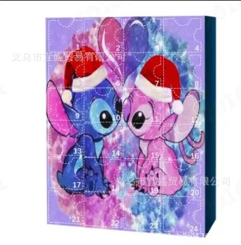 Игрушки Disney Stitch Рождественский адвент-календарь, игрушка на 24 дня, детская слепая коробка для дома