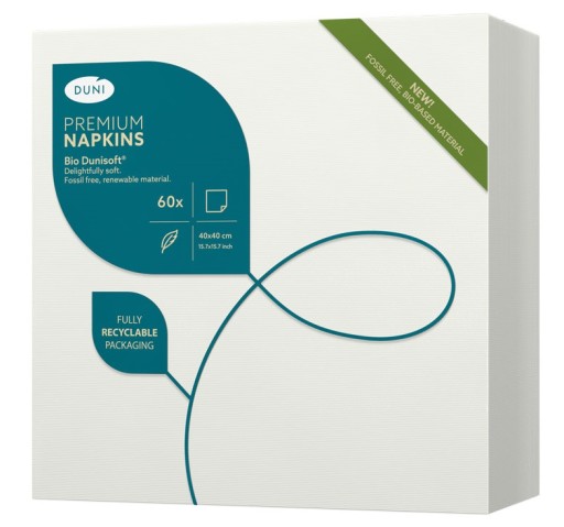 САЛФЕТКИ DUNI NON-SLIM 40x40 БЕЛЫЕ BIO-DUNISOFT 60 ШТ.