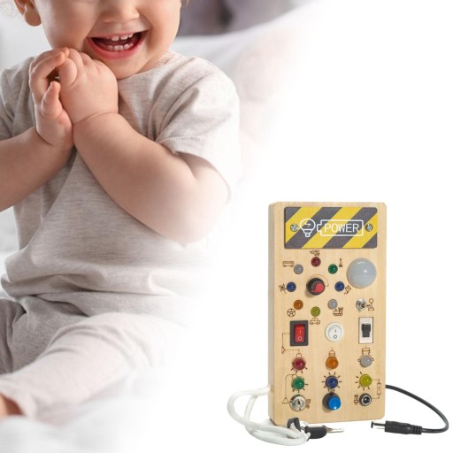 Montessori Busy z tablicą sensoryczną z przyciskam