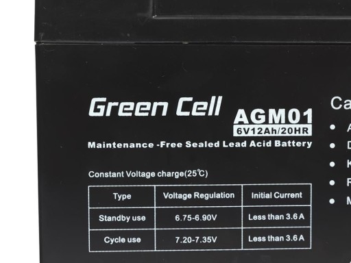 Аккумулятор Green Cell AGM01 6 В 12 Ач