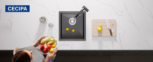 Однокамерная кухонная раковина 40x44 см из нержавеющей стали + сифон