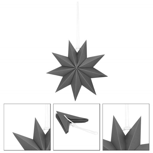 БУМАЖНАЯ ЗВЕЗДА РОЖДЕСТВЕНСКИЙ ОРНАМЕНТ СЕРЫЙ 3D 30см