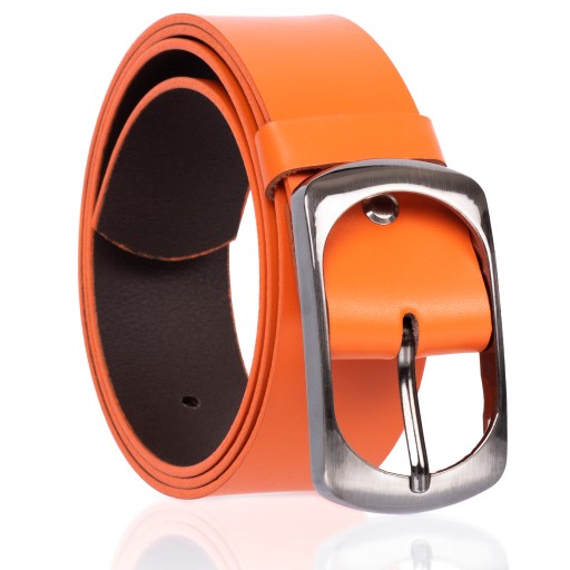 SEPHER широкий кожаный брючный ремень ORANGE