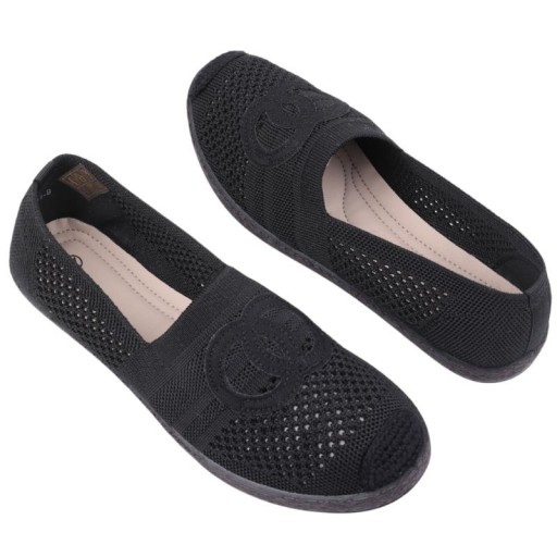CZARNE ESPADRYLE DAMSKIE AŻUROWE PÓŁBUTY WSUWANE PŁASKIE TRAMPKI TENISÓWKI