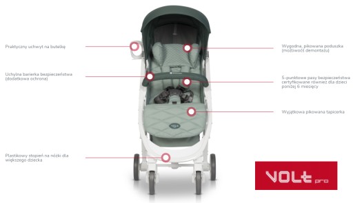 WÓZEK SPACEROWY VOLT PRO DUŻE KOŁA +AKCESORIA 22KG
