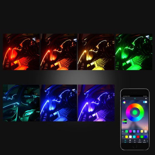 ВОЛОКОННО-ОПТИЧЕСКОЕ для автомобиля, освещение салона, RGB ПОЛОСКА 6м + ПРИМЕНЕНИЕ