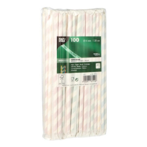 Słomka papierowa pojedynczo pakowana 20 cm 100 szt