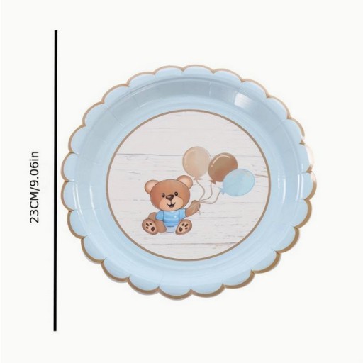 КРУЖКИ И ТАРЕЛКИ 30 ЭЛЕМЕНТОВ BOHO BEARS BLUE BEIGE BABY SHOWER