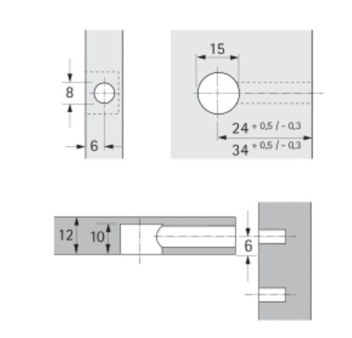 15/12 RASTEX - Разъем HETTICH/эксцентриковый (25 шт)